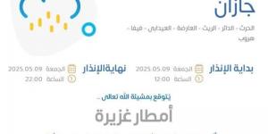 الأرصاد: أمطار غزيرة على منطقة جازان