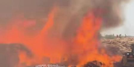 حريق هائل يلتهم محصول كتان يقدر بالملايين