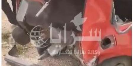 بالفييو  ..  (4) إصابات بحادث تصادم على طريق الشونه الشمالية