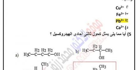 بالاجابات حل النموذج الأول في الكيمياء لـ الثانوية العامة 2025