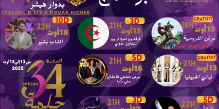 المهرجان الصيفي بدوار هيشر من 13 إلى 18 أوت 2025