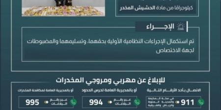 القبض على مخَالِفَيْن لتهريبهما (88) كيلوجرامًا من الحشيش المخدر
