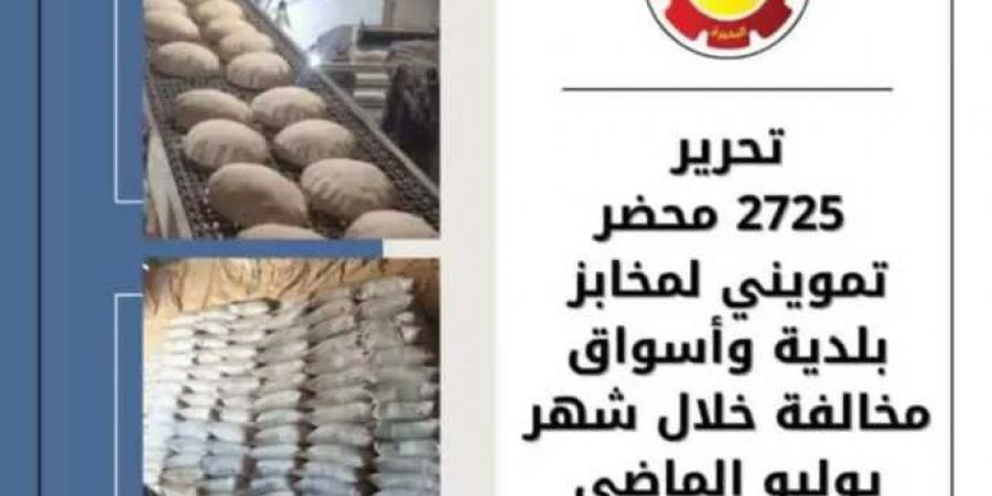 البحيرة: تحرير 2725 محضرا تموينيا لمخابز وأسواق مخالفة خلال يوليو الماضي