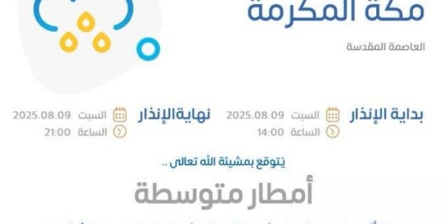 أمطار متوسطة على مكة والجموم.. والأرصاد ينبّه