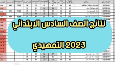 رابط نتائج سادس ابتدائي تمهيدي 2023 كافة المحافظات