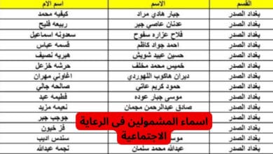 أسماء المشمولين في الرعاية الاجتماعية بالعراق 2023